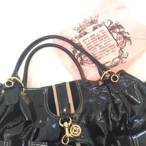 JUICY COUTURE WEEKENDER GENUINE BLACK LEATHER LARG